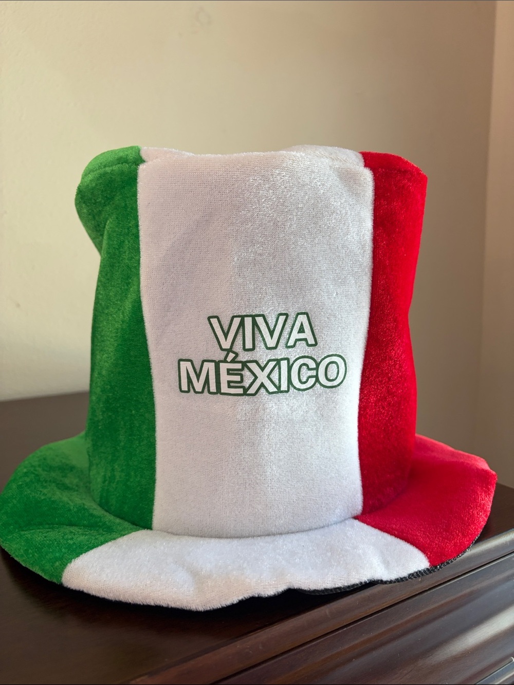 Viva México Plush Flag Top Hat - Green White Red
